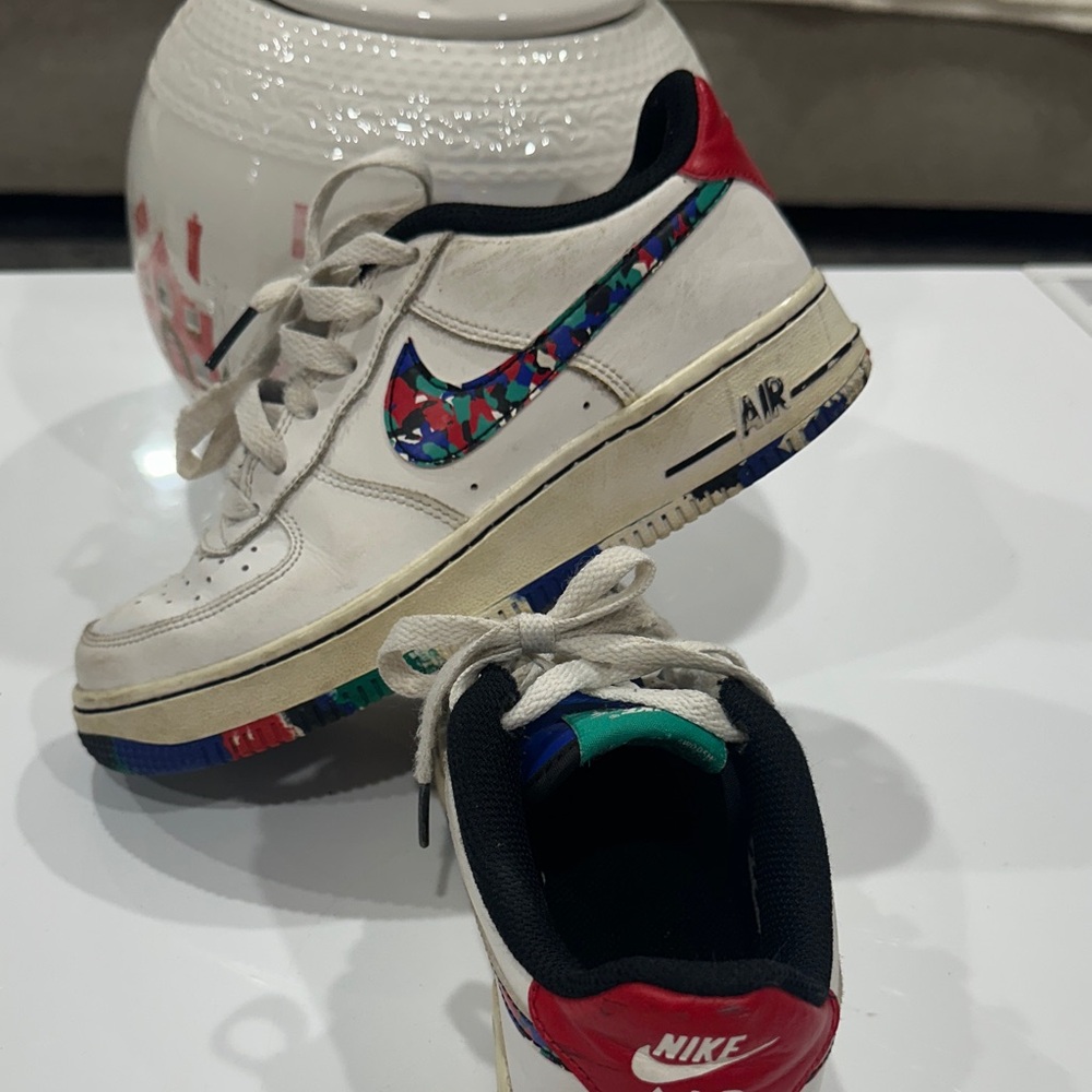 Nike Air Force 1 White with Multicolor Swoosh